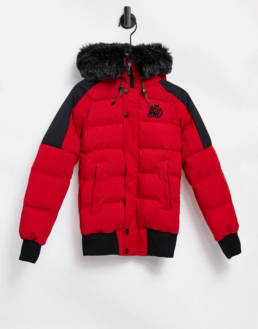 Kings Will Dream branson puffer bomber jacket in red  Red