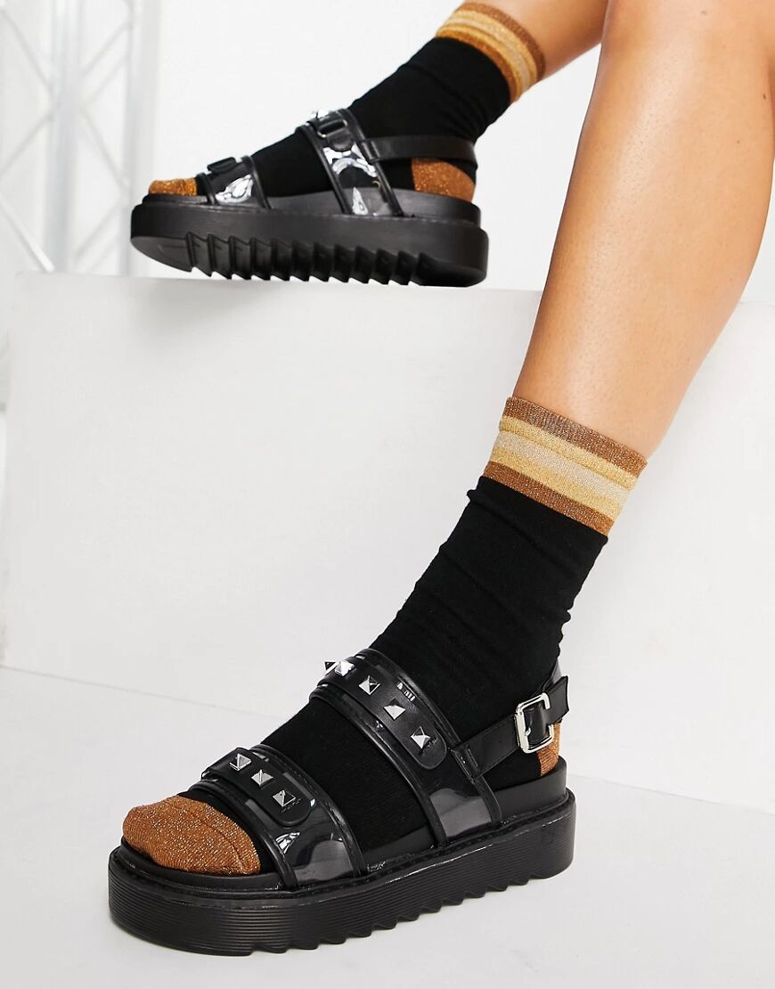 Koi Footwear flatform sandals in black with vinyl straps  Black