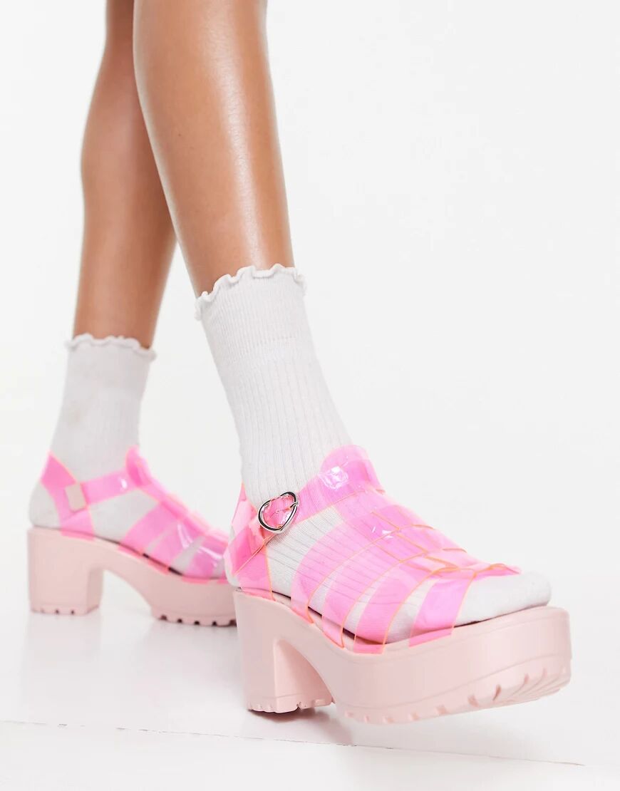 Koi Footwear Sii chunky heel sandals in pink vinyl  Pink