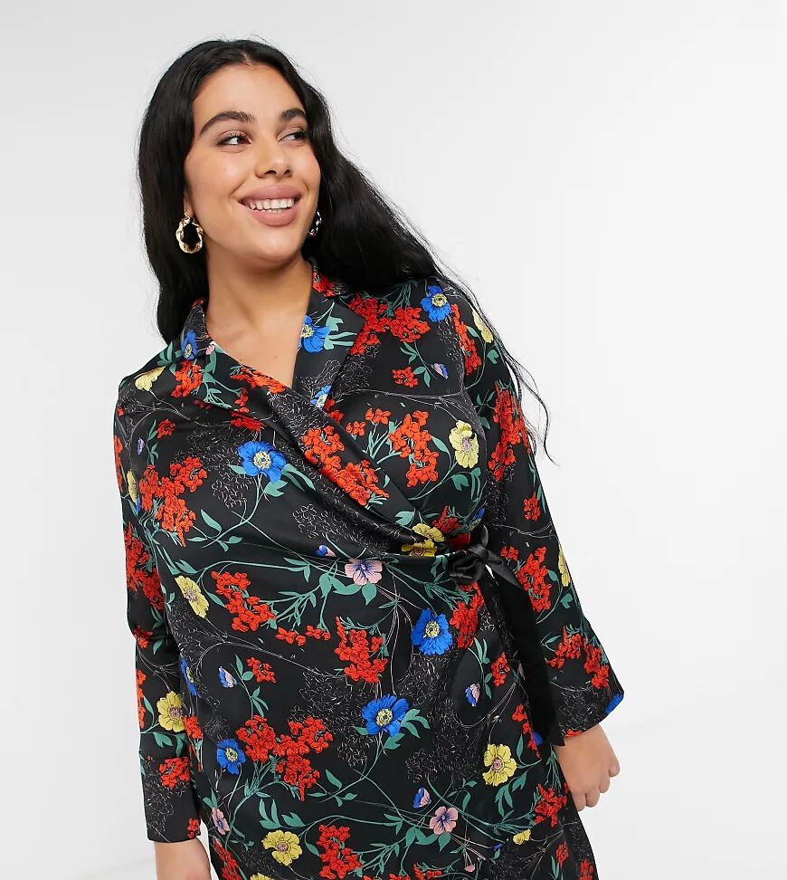 Koko co-ord wrap top in floral print-Multi  Multi