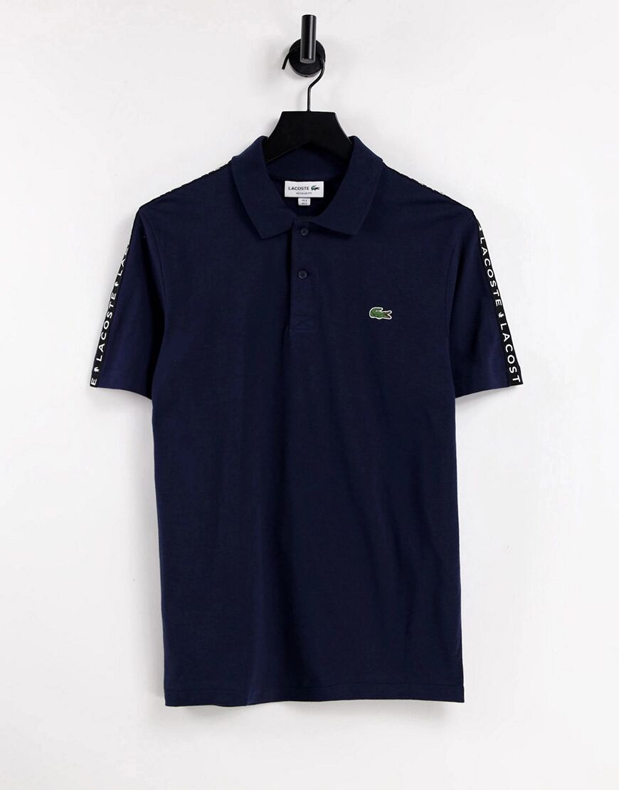 Lacoste taped sleeve polo in navy  Navy