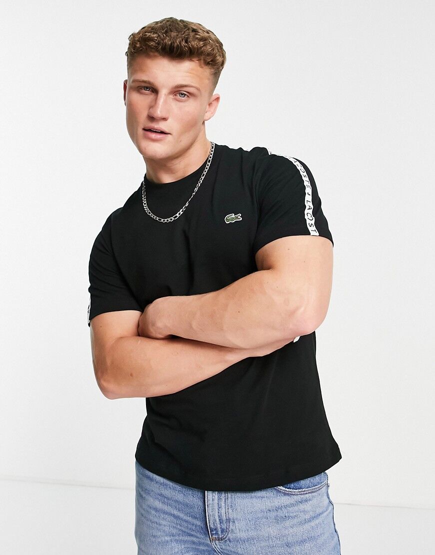 Lacoste taped sleeve t-shirt In black  Black