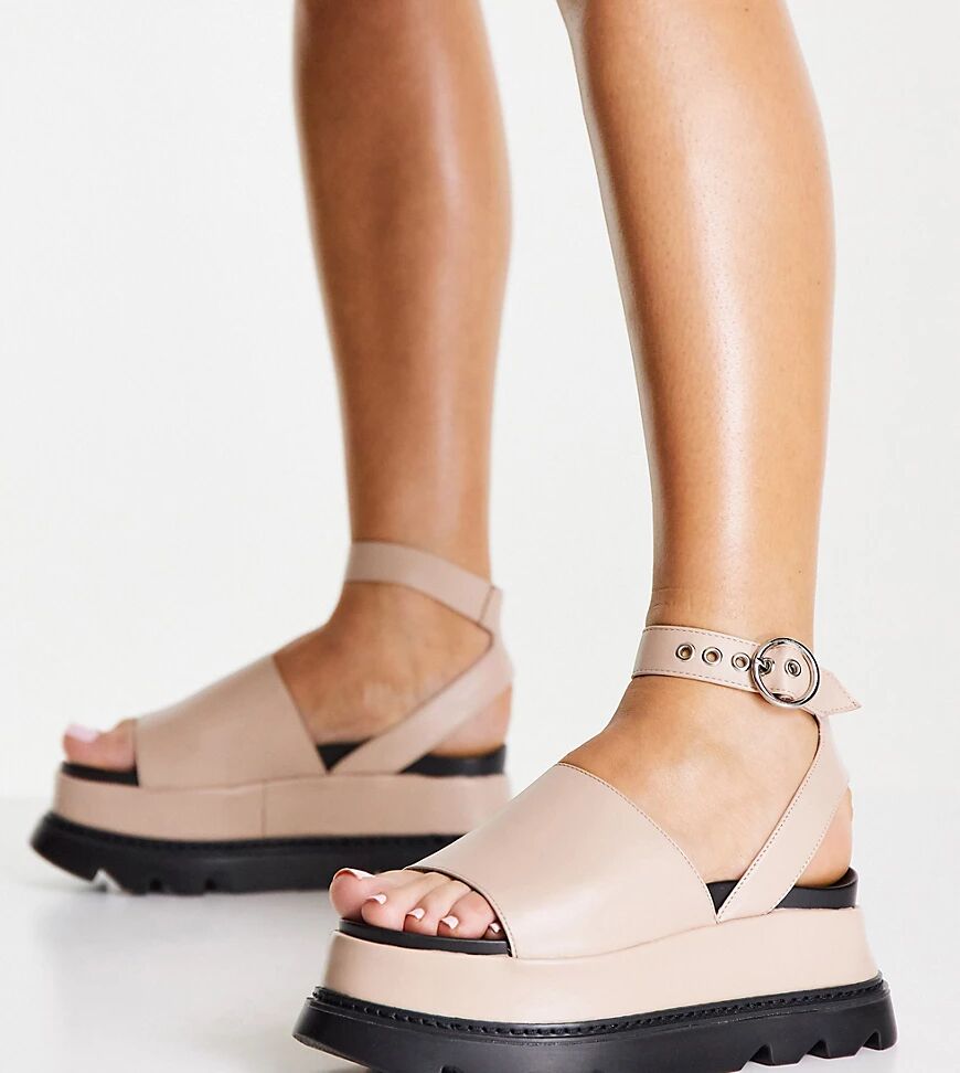 Lamoda exclusive flatform footbed sandals in cream-White  White