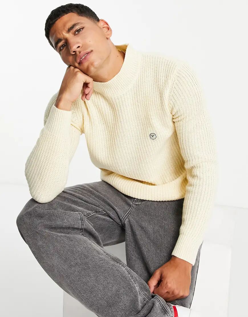 Le Breve heavy ribbed turtle neck jumper in ecru-Neutral  Neutral