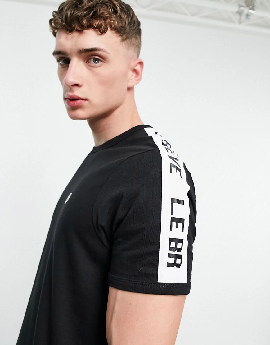Le Breve lounge co-ord t-shirt in black with white tape  Black