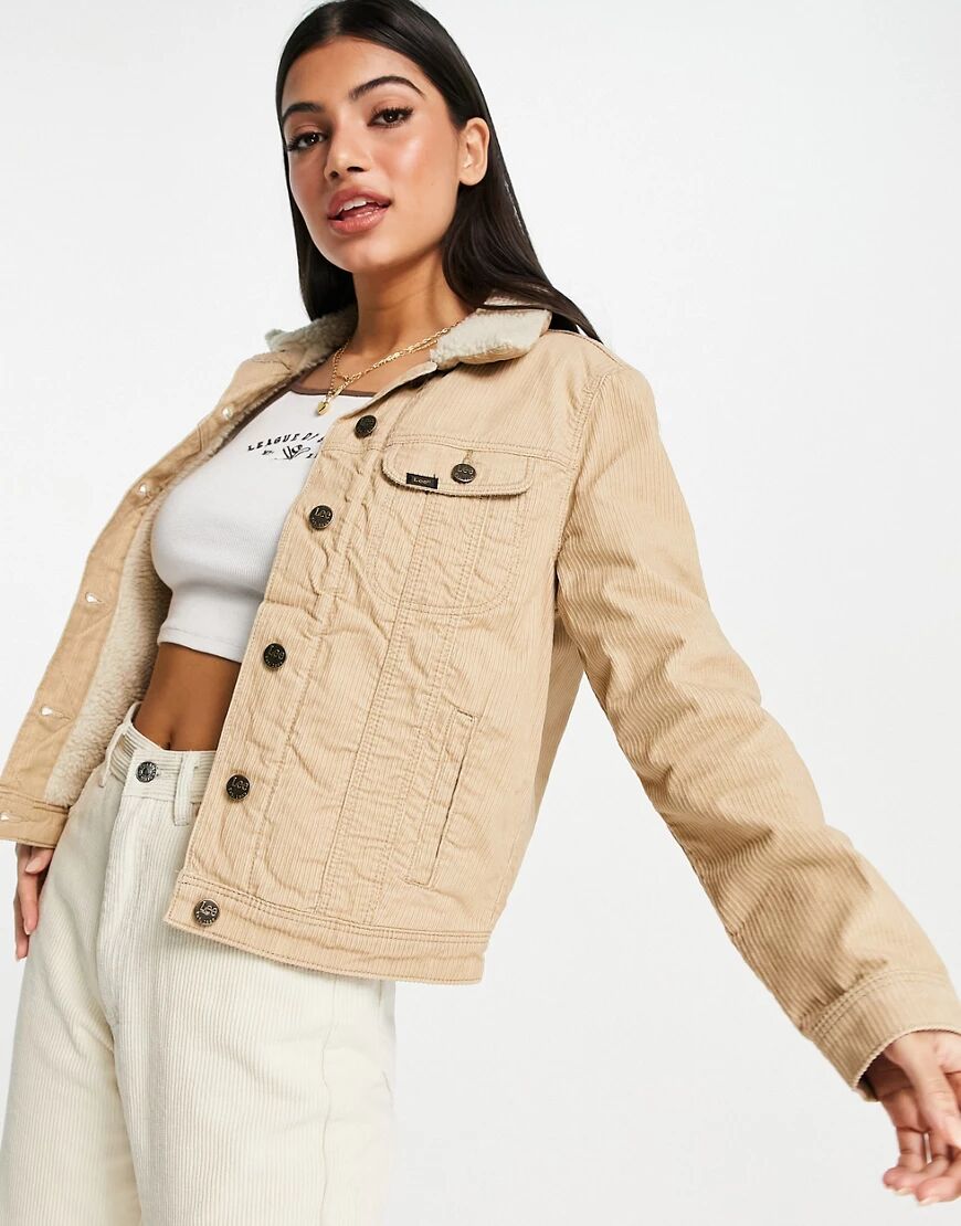 Lee Jeans sherpa denim jacket in beige-Neutral  Neutral