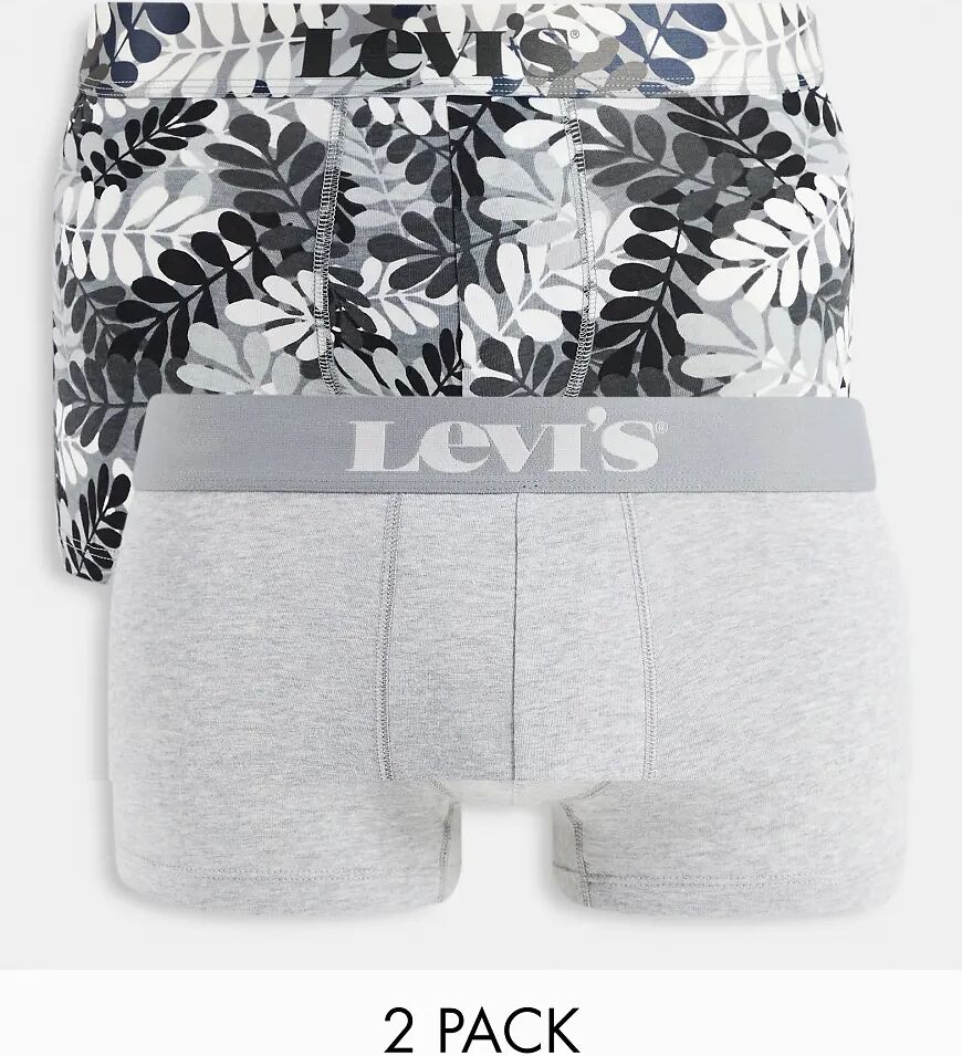 Levis Levi's 2 pack indigo leaf all over print trunks in grey  Grey