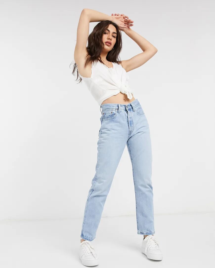 Levis Levi's 501 crop jeans in bleach wash-Blue  Blue