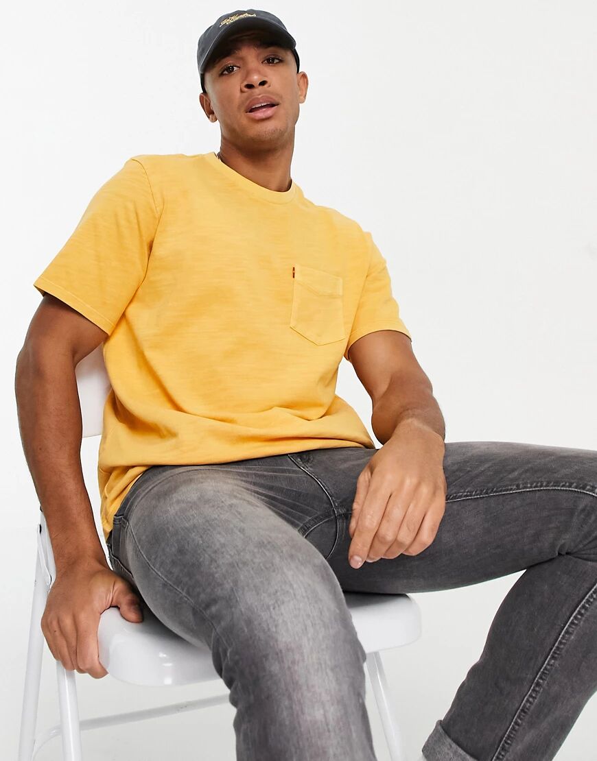Levis Levi's relaxed fit pocket t-shirt in garment dyed kumquat orange  Orange