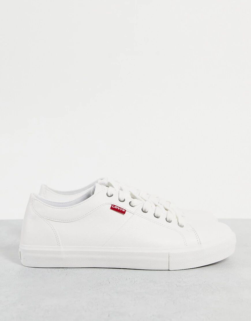 Levis Levi's woodward faux leather trainer in white with small logo  White