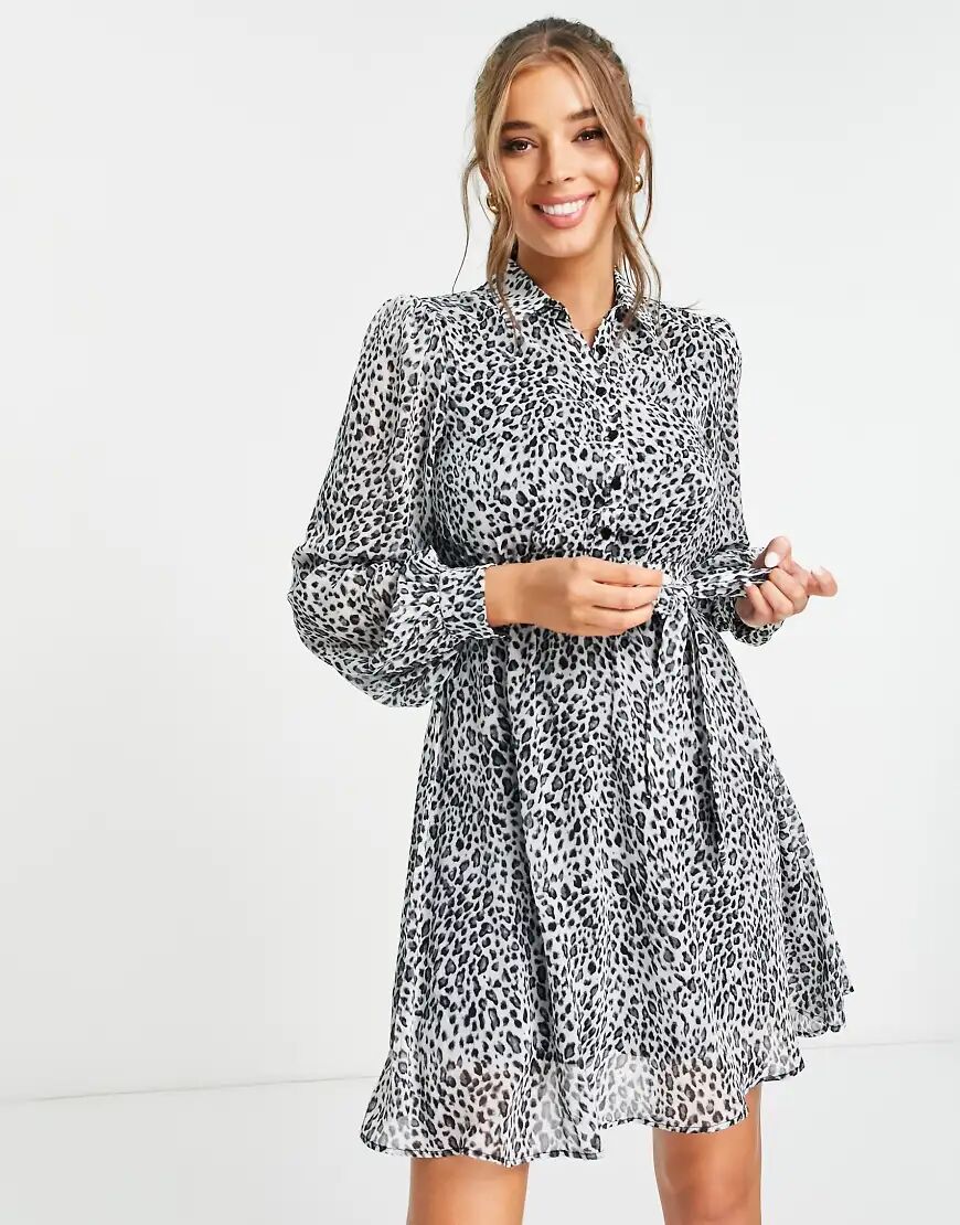 Lipsy gathered sleeve dress in leopard-Multi  Multi