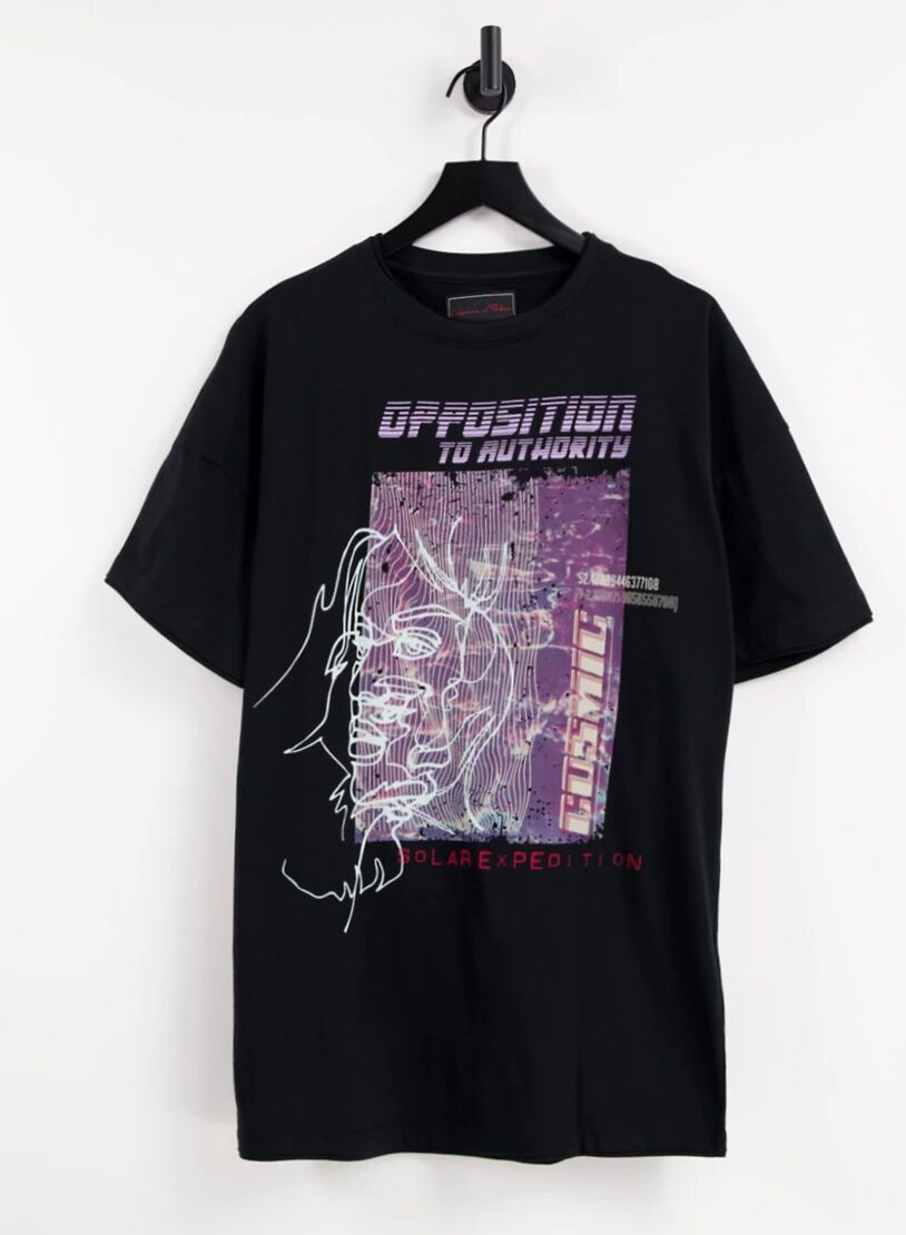 Liquor N Poker oversized t-shirt in black with graphic print  Black