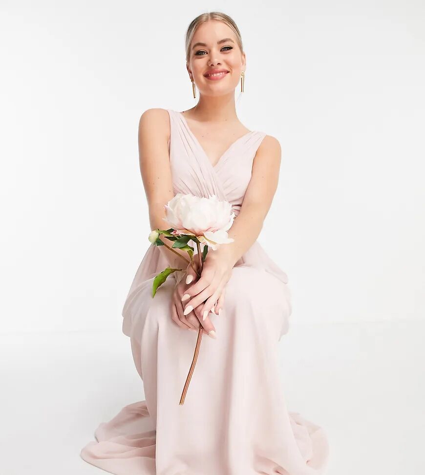 Little Mistress Tall Bridesmaid v neck maxi dress in pink  Pink