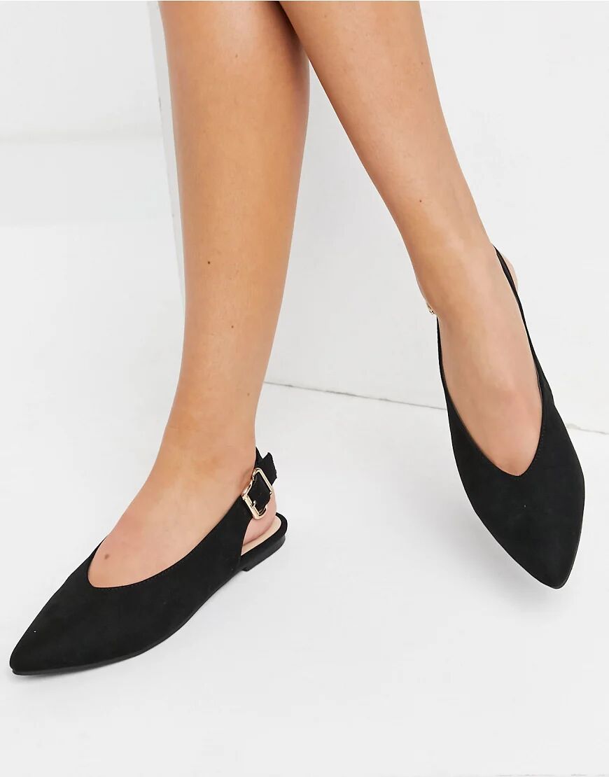 London Rebel slingback ballet flats in black  Black