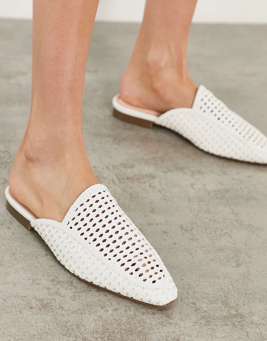 London Rebel woven mule shoes in white  White