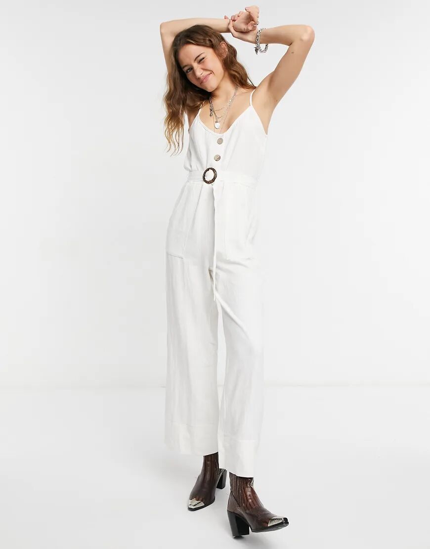 Lottie And Holly buckle detail jumpsuit in white  White