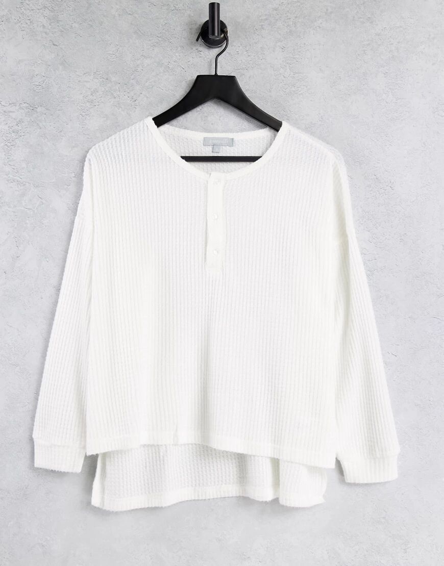Loungeable oversized waffle top in white  White