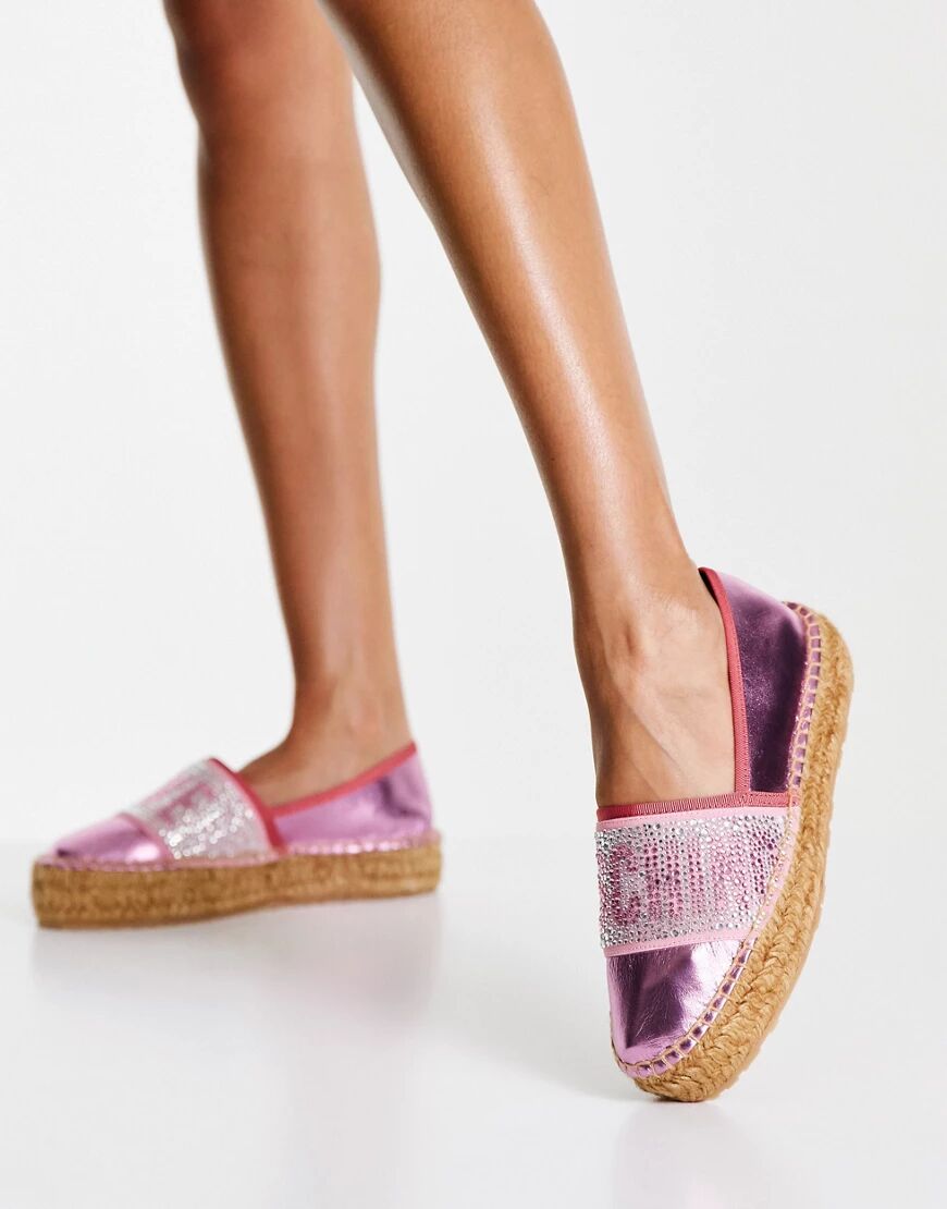 Love Moschino logo espadrilles in pink  Pink