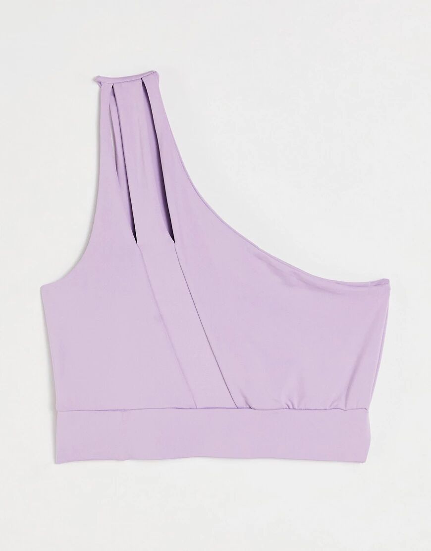 Love & Other Things gym co-ord one shoulder cut out crop top in lilac-Purple  Purple