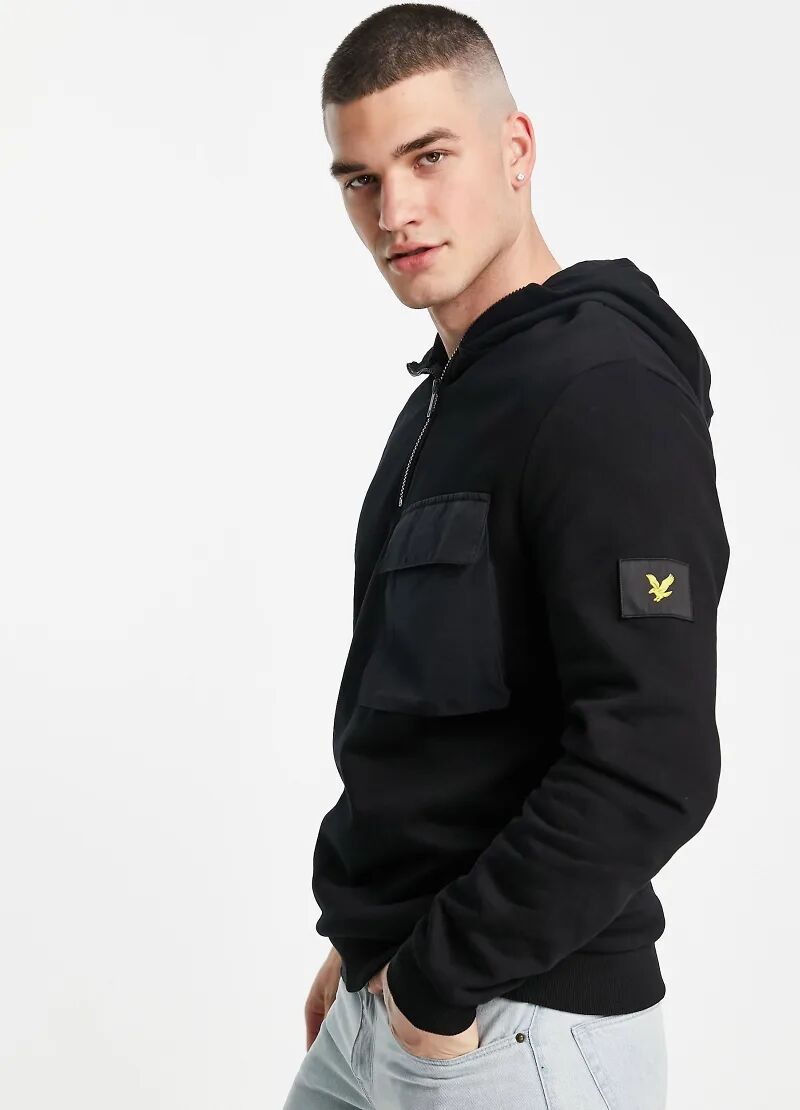 Lyle & Scott casuals badge logo half zip sweatshirt in black  Black