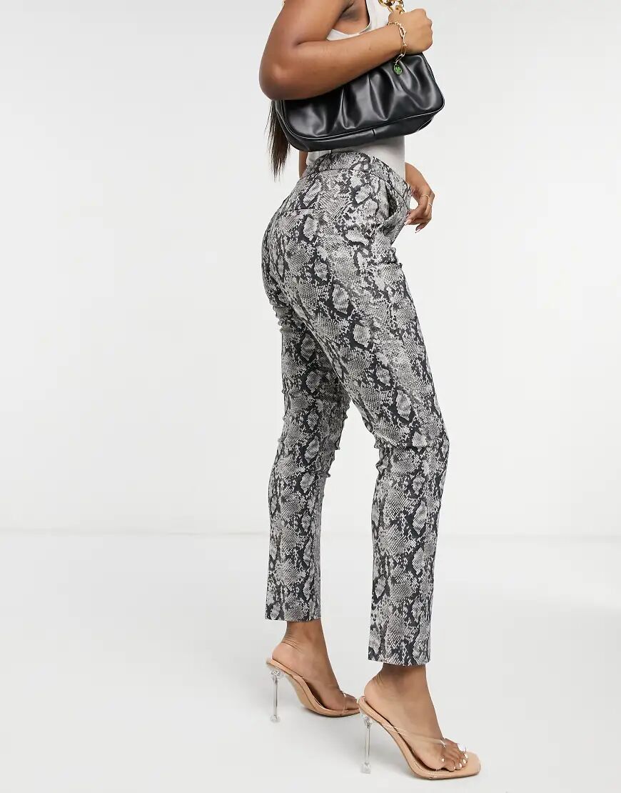 Mango slim leg tailored trousers in snake print-Multi  Multi