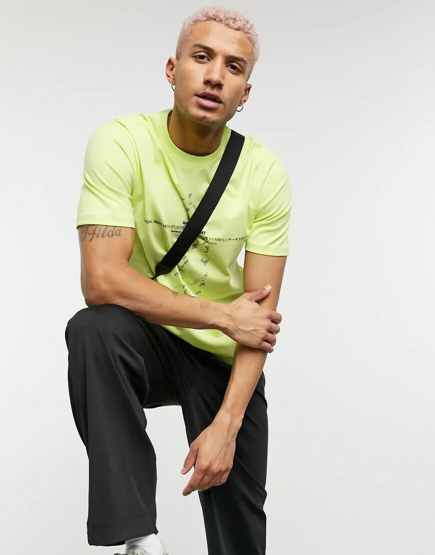 Marshall Artist data flow printed t-shirt in lime-Yellow  Yellow