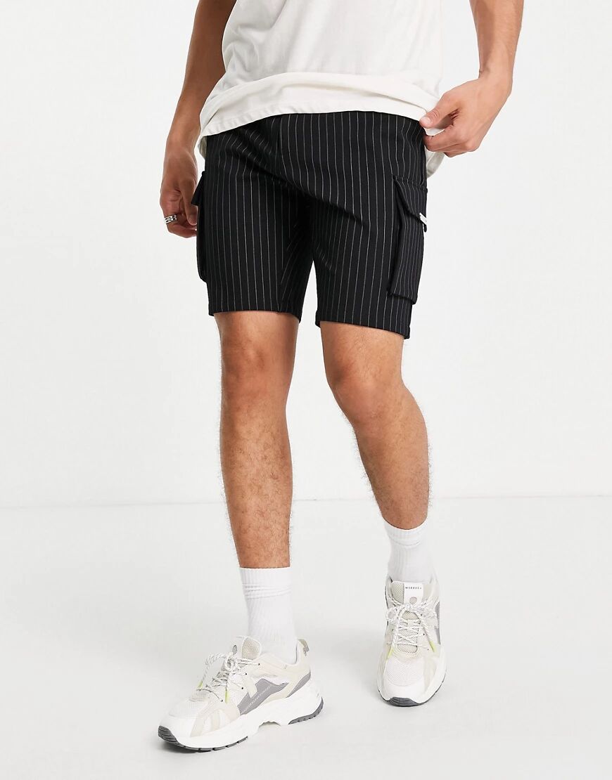 Mauvais pinstripe cargo shorts co-ord in black  Black