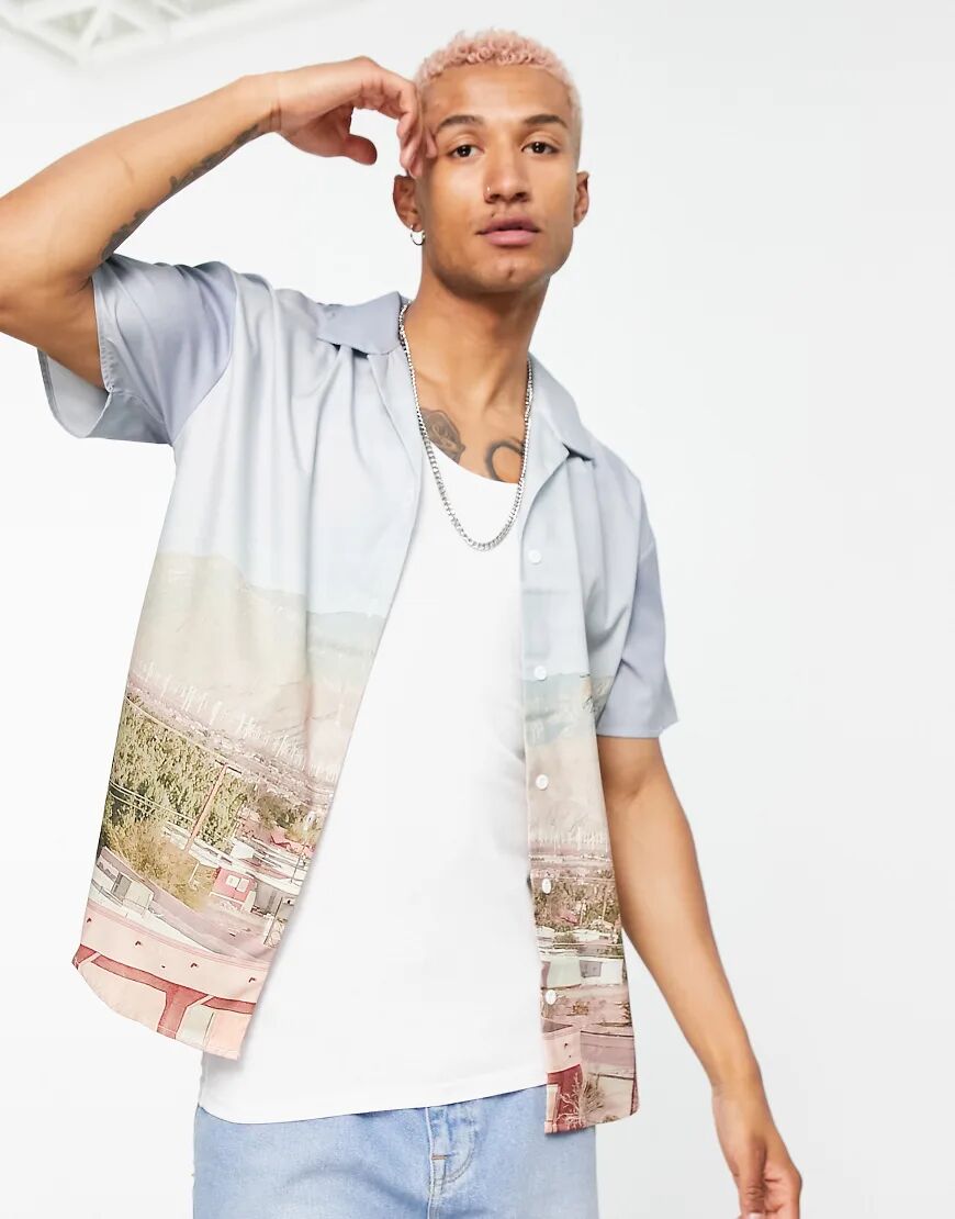 Mennace revere short sleeve shirt with all over desert print-Multi  Multi