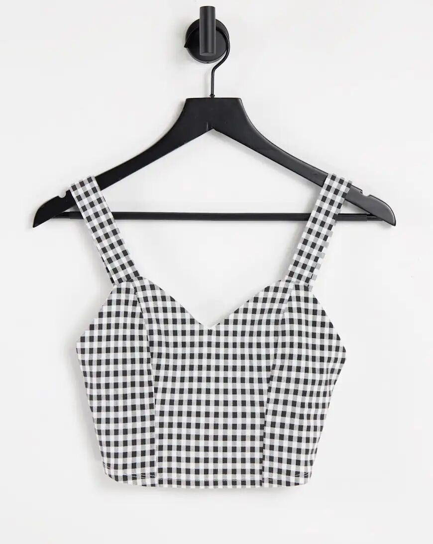 Miss Selfridge bralet in gingham-Black  Black