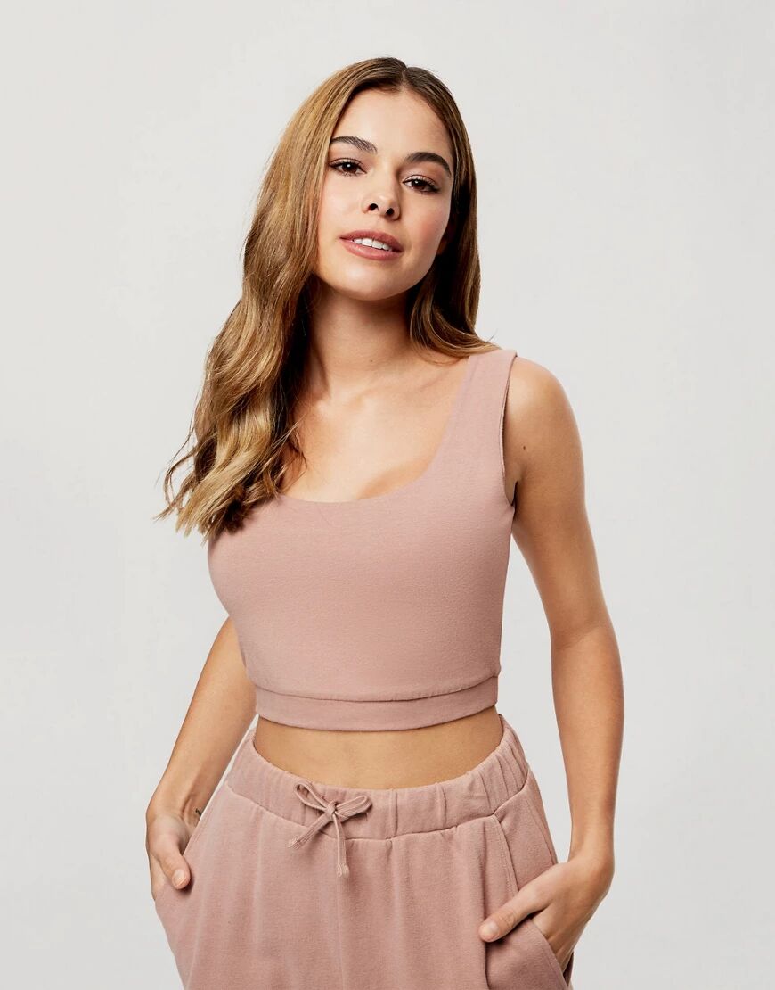 Miss Selfridge crop top in mink-Brown  Brown