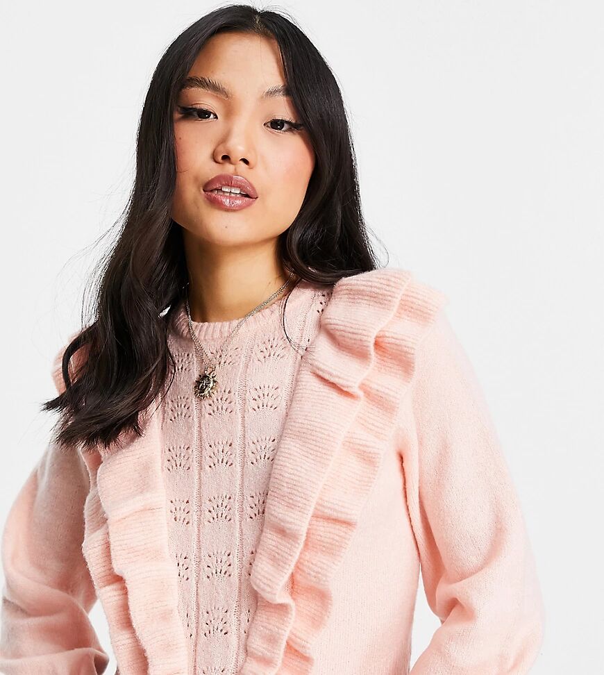 Miss Selfridge Petite double frill jumper in pale pink  Pink