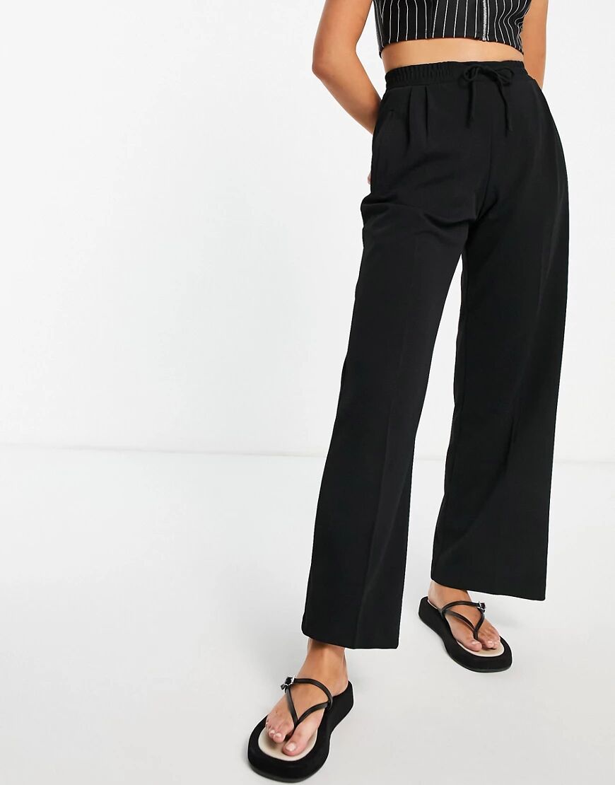 Miss Selfridge scuba wide leg trouser in black  Black