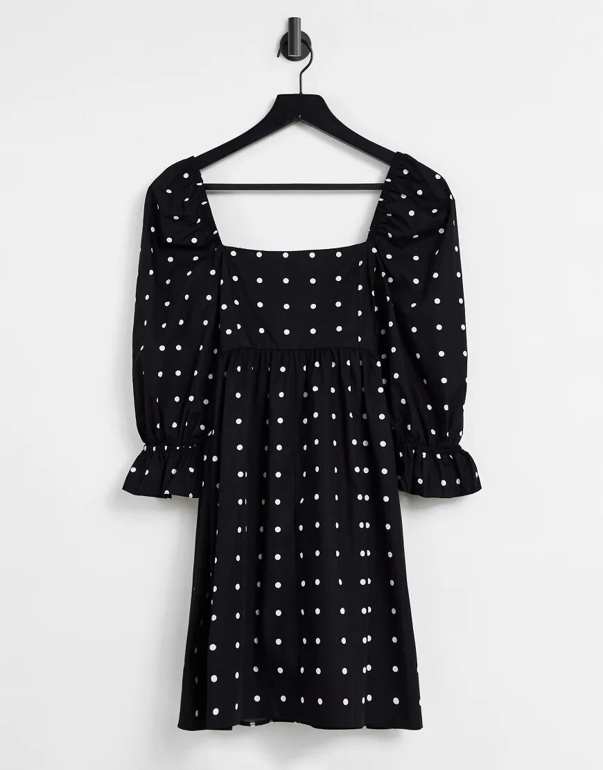 Miss Selfridge smock dress in black polka dot-Multi  Multi