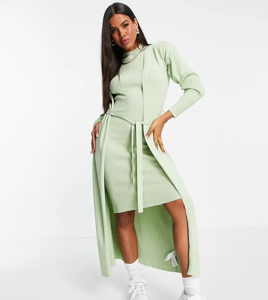 Missguided co-ord maxi cardigan with belt in sage-Green  Green