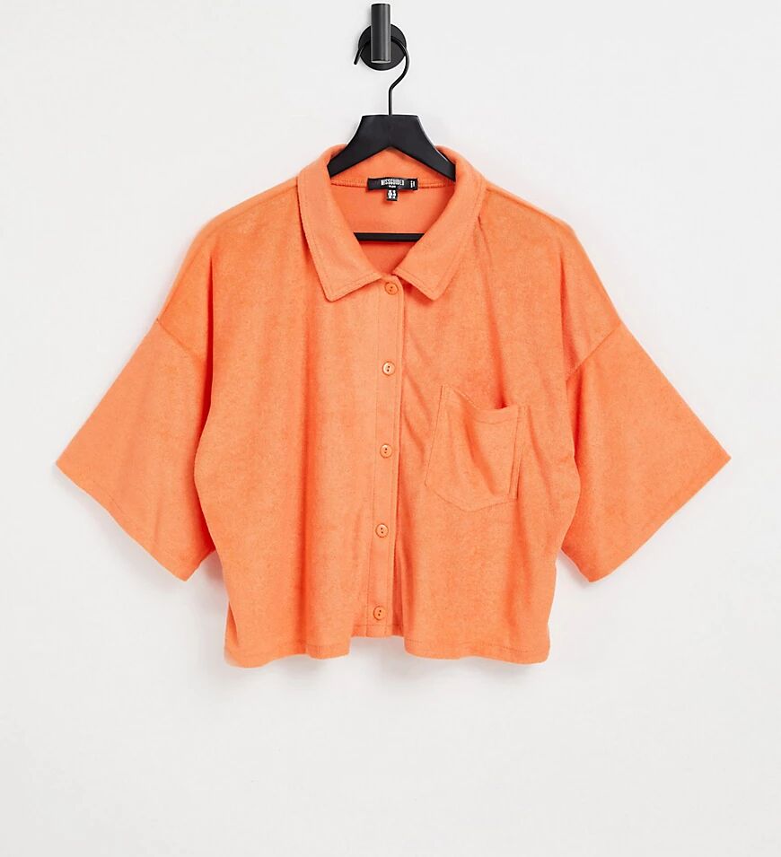 Missguided Plus co-ord towelling shirt cover up in orange  Orange