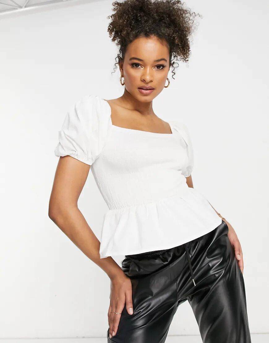 Missguided poplin mix top in white  White