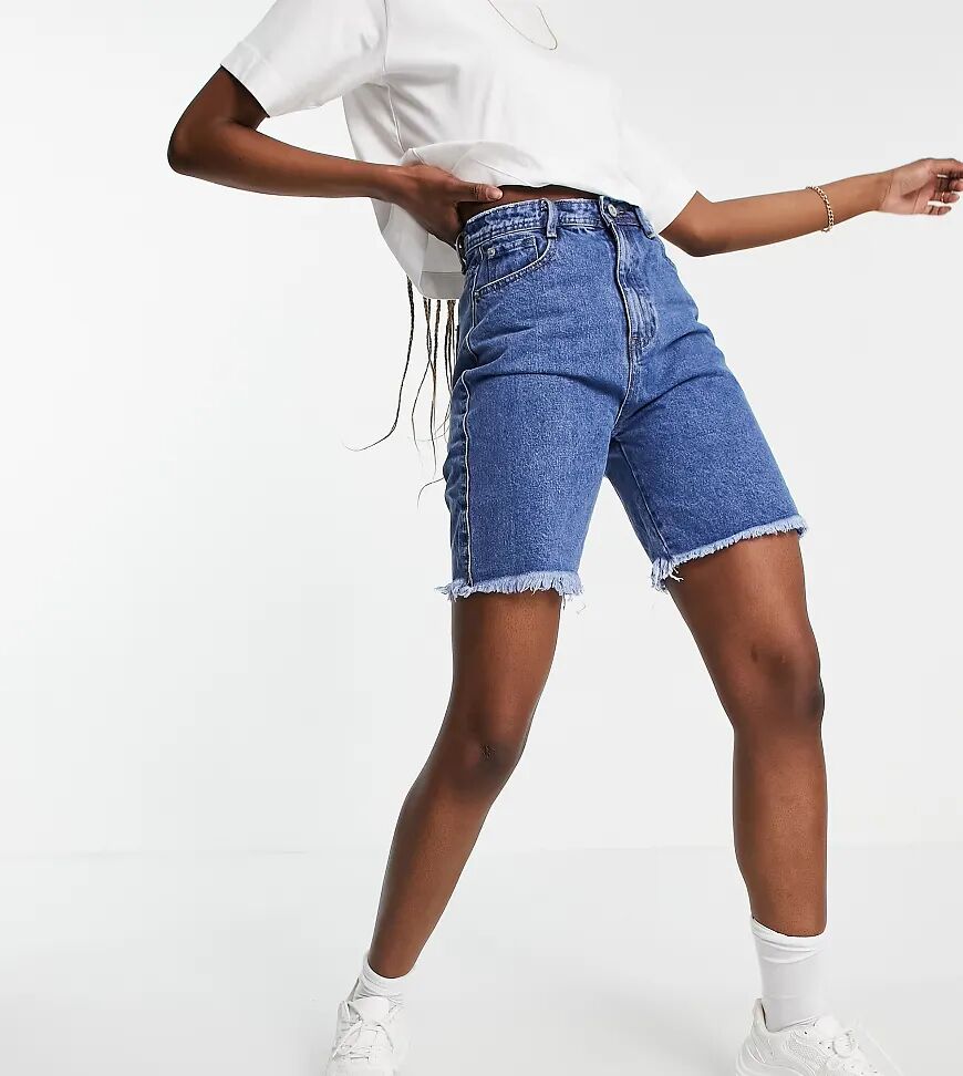 Missguided Tall longline denim shorts in blue  Blue