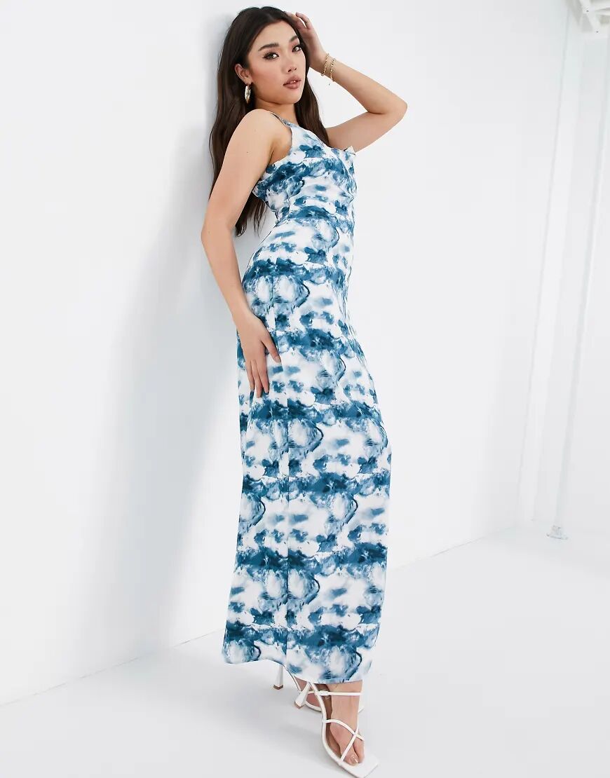 Missguided tie dye maxi dress in blue-Navy  Navy