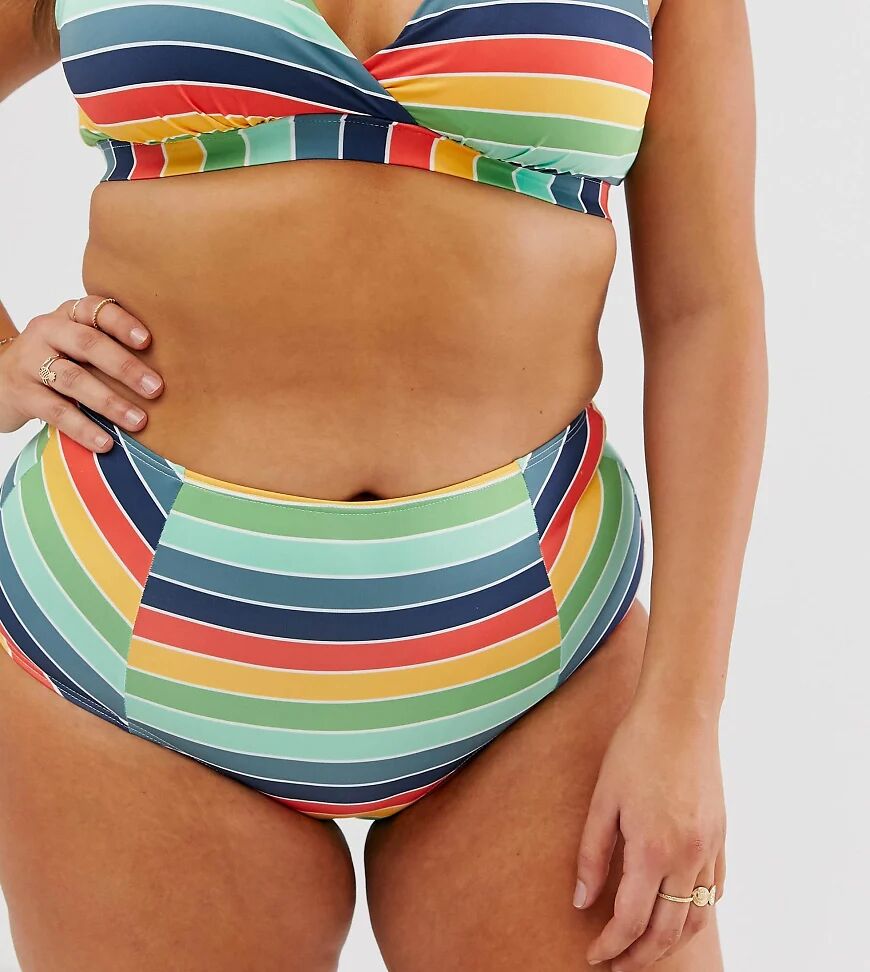 ModCloth Madison high waist bikini bottom in multi stripe  Multi