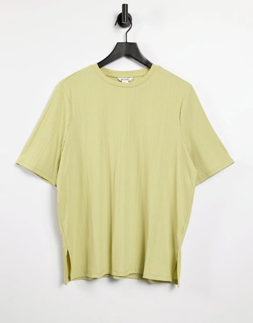 Monki Gill ribbed jersey oversized jersey t-shirt in khaki co-ord-Green  Green