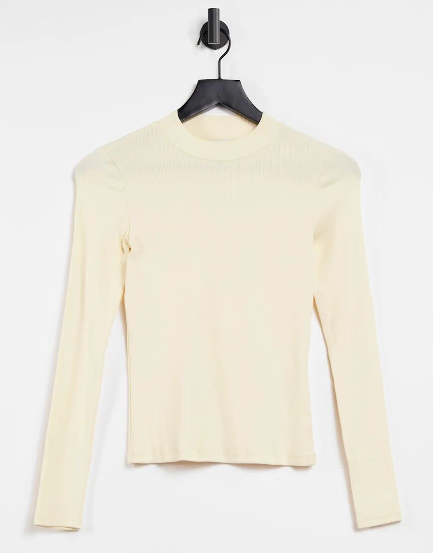 Monki Samina organic cotton long sleeve top in yellow  Yellow