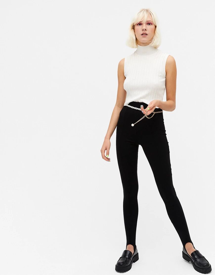 Monki Sarah stirrup leggings in black  Black