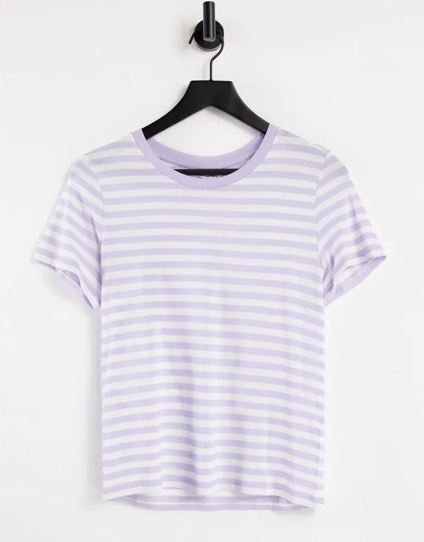 Monki Simba organic blend cotton stripe t-shirt in lilac-Purple  Purple