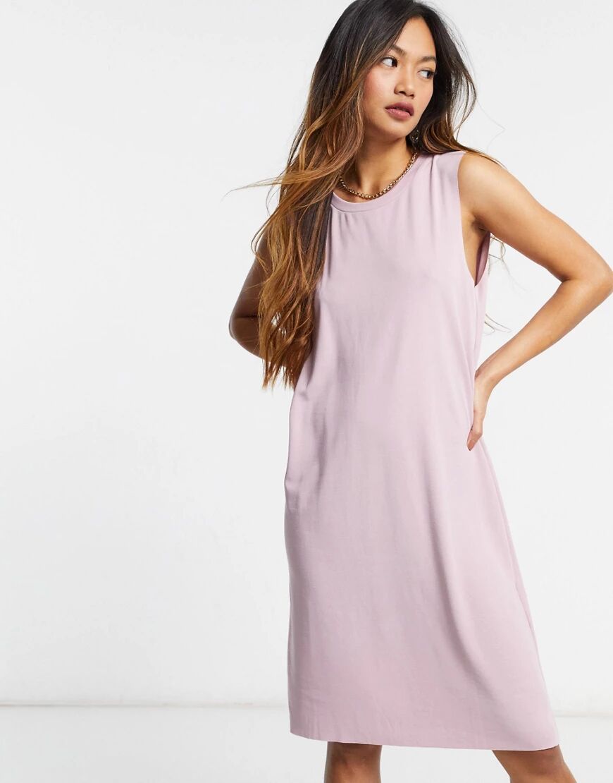 Monki sleeveless midi dress in pink  Pink