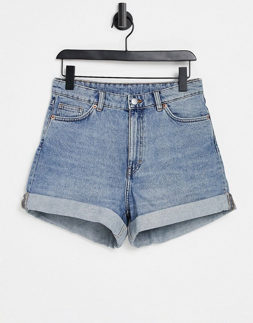 Monki Tallie organic cotton turn up denim shorts in blue  Blue