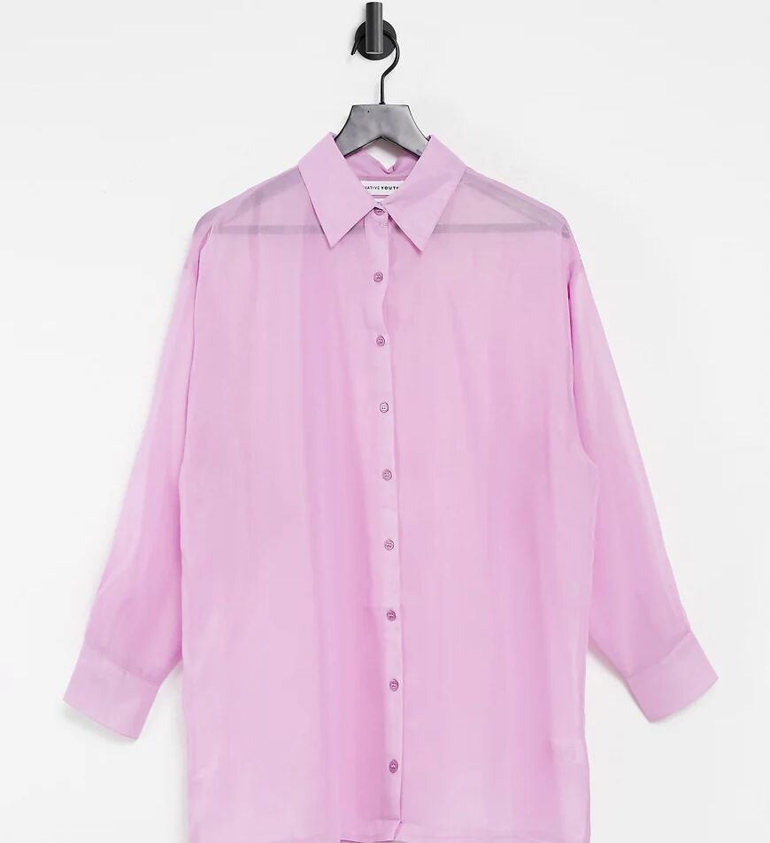 Native Youth oversized sheer shirt-Purple  Purple