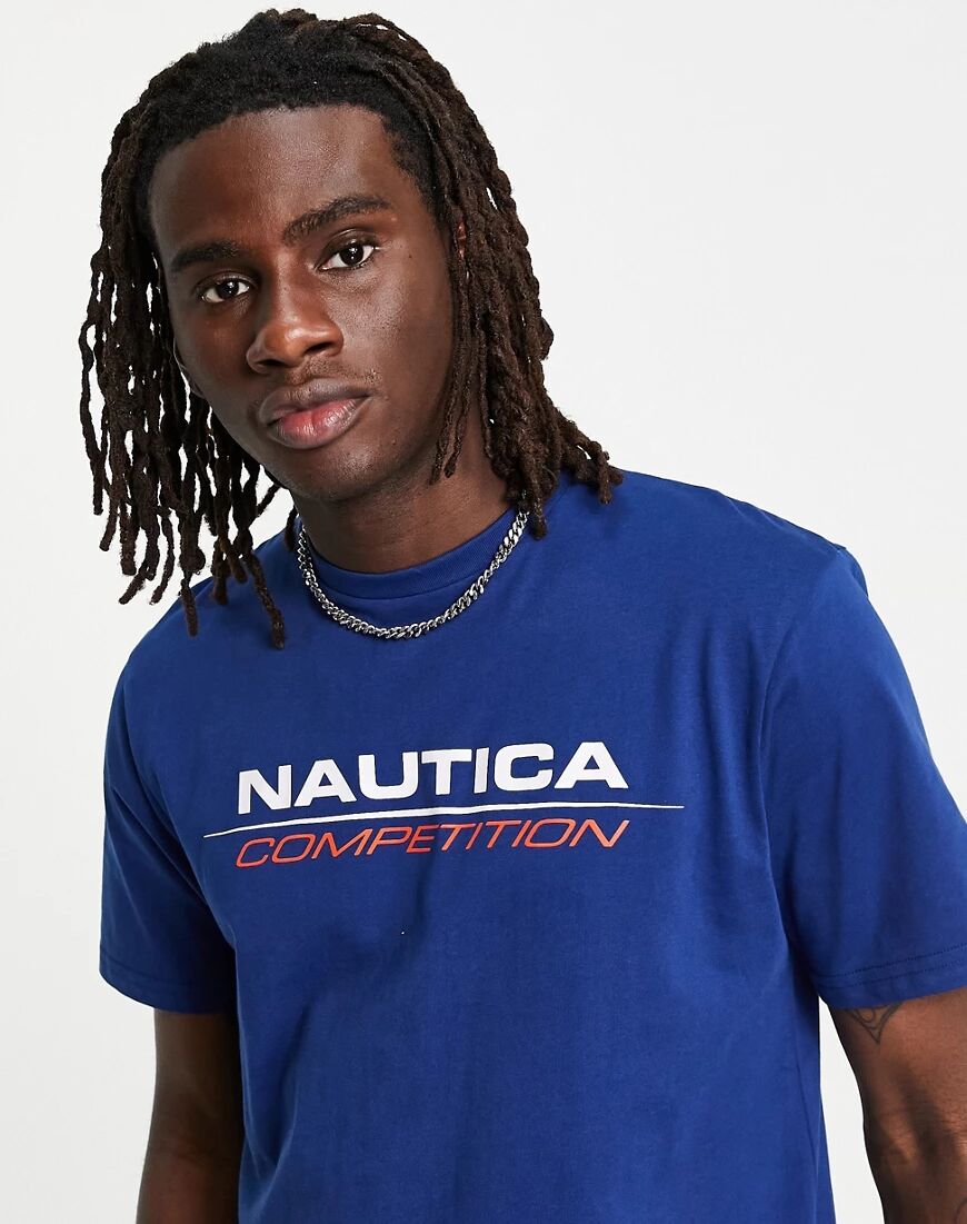 Nautica Competition vang logo t-shirt in navy  Navy