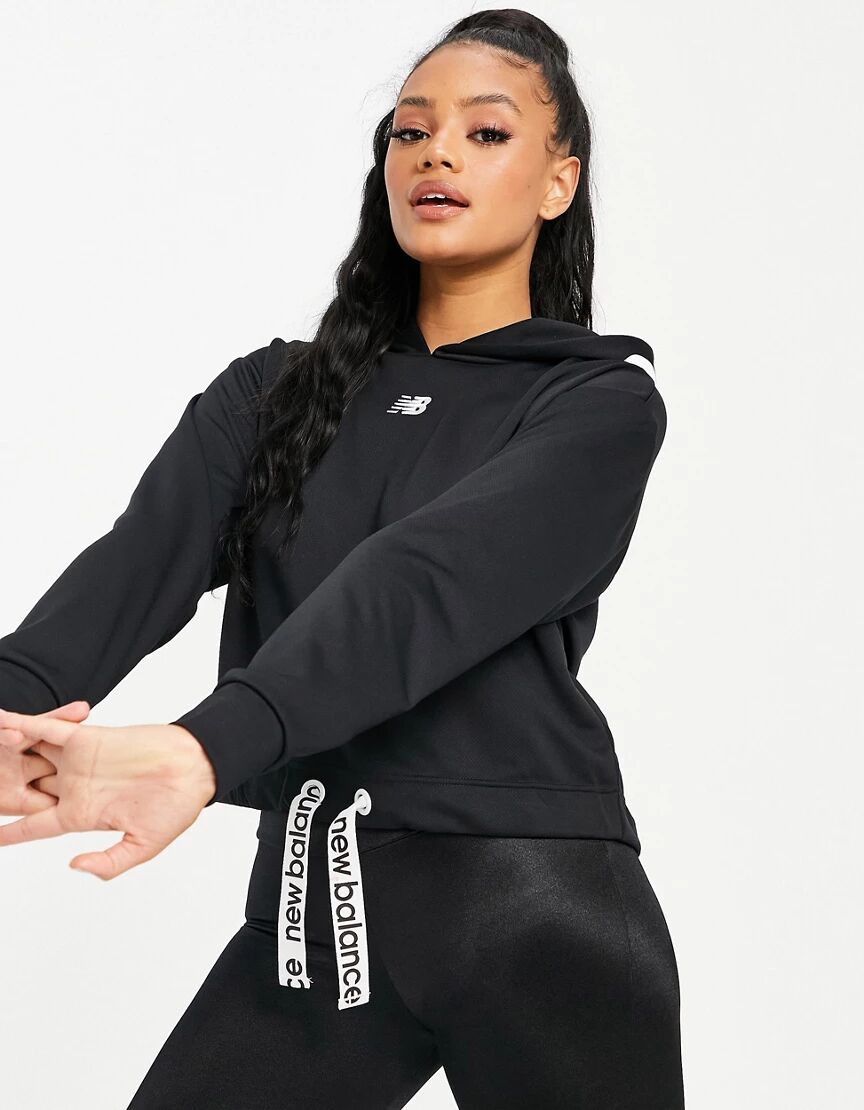 New Balance Running cropped hoodie in black  Black