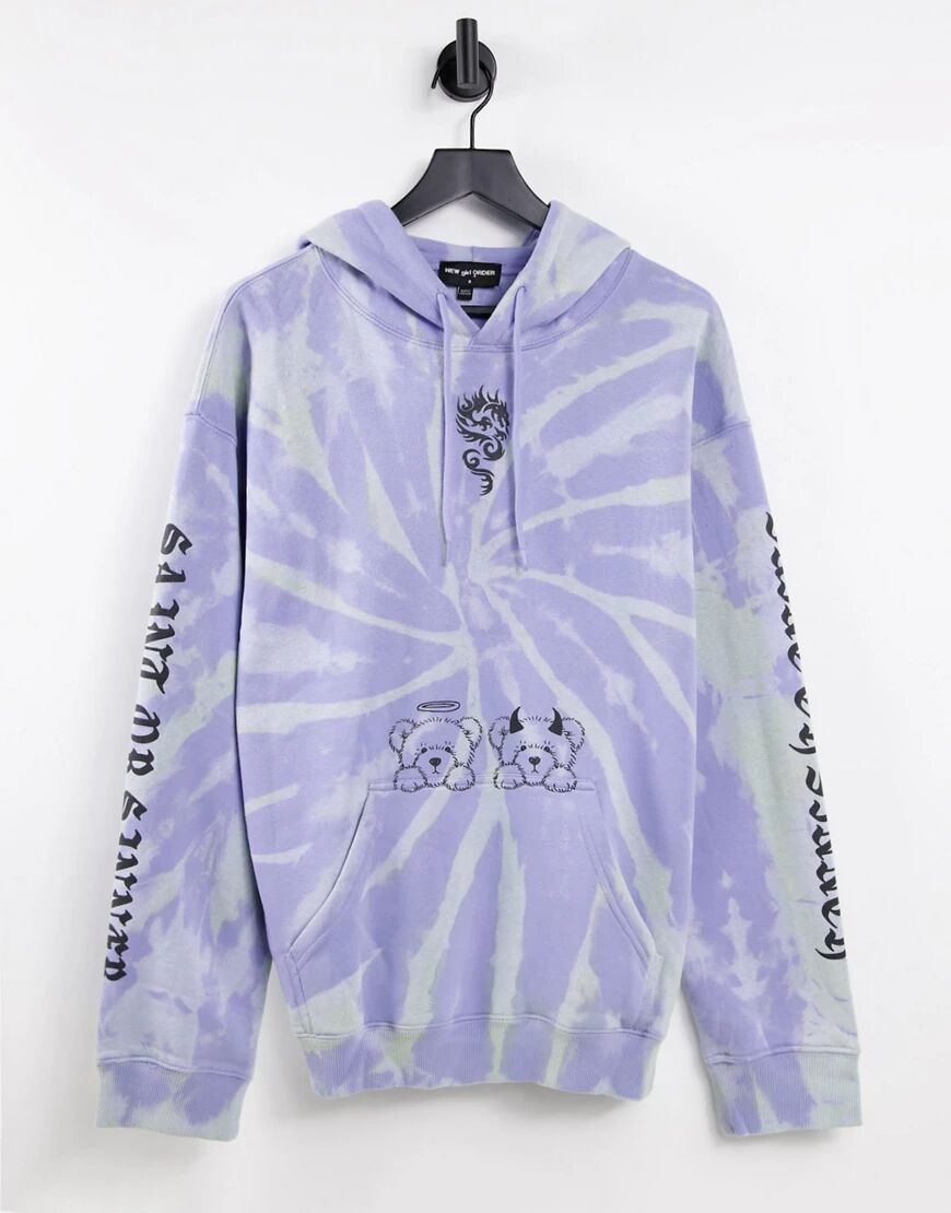 New Girl Order graphic tie dye hoodie in blue  Blue