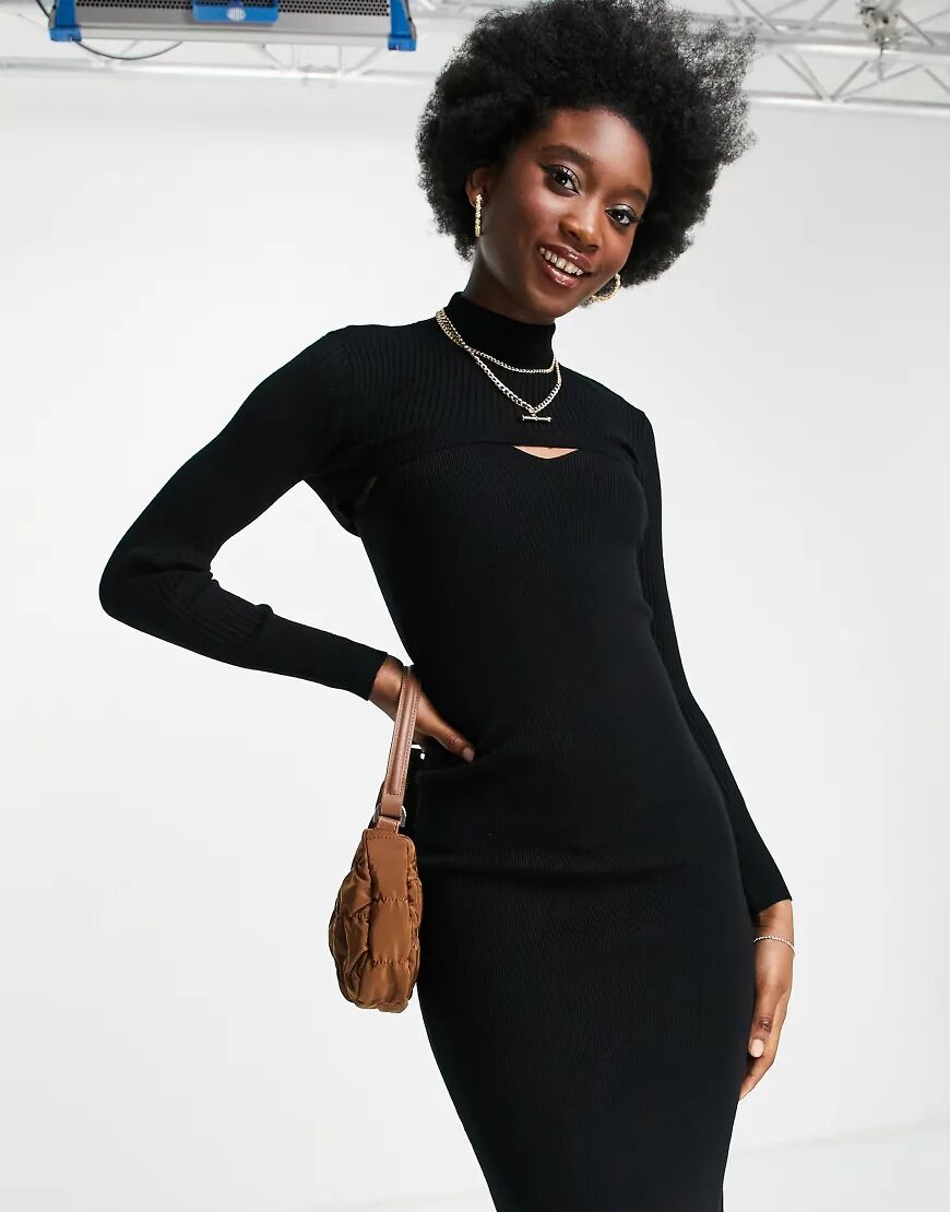 New Look cut out knitted dress in black  Black